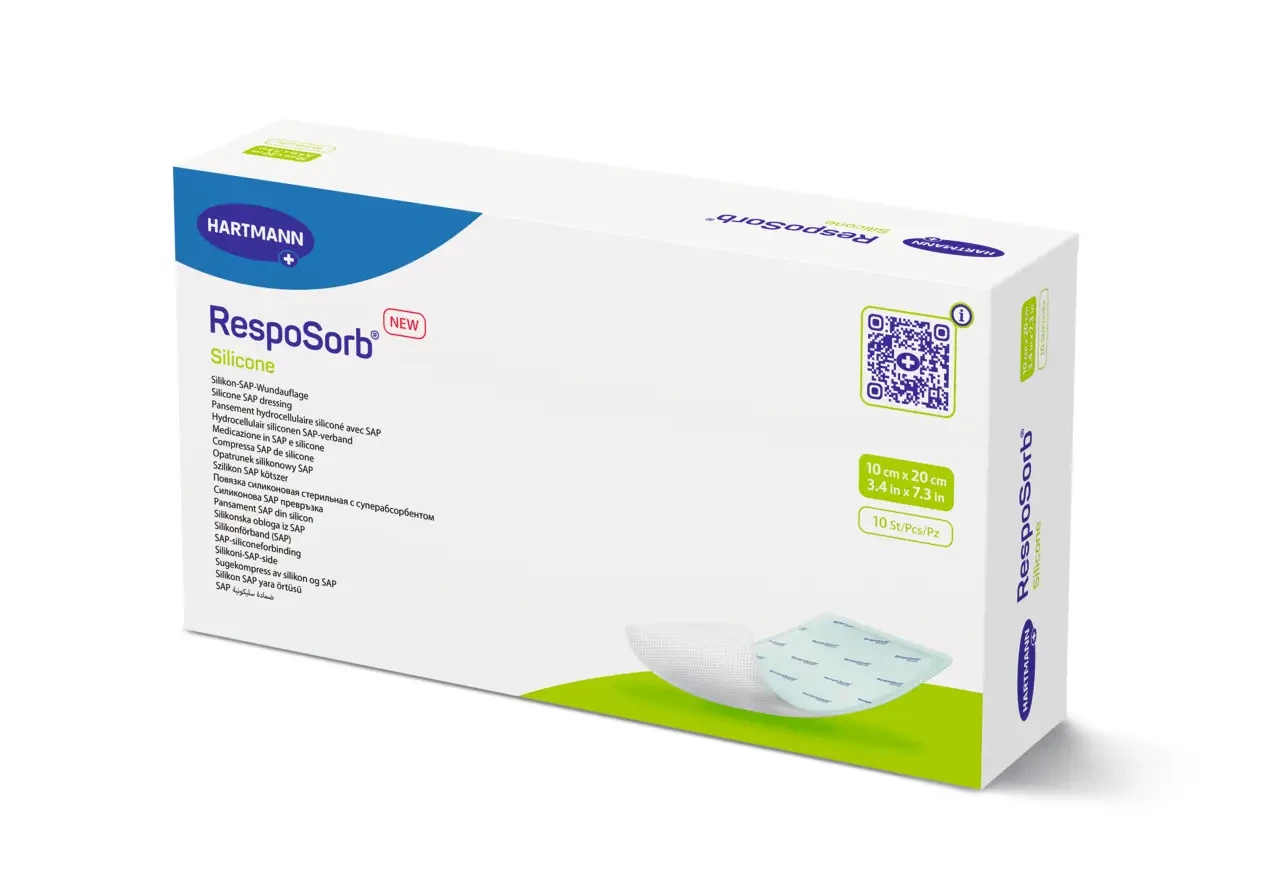 Пов'язка з суперабсорбуючим полімером, силіконова RespoSorb® Silicone 10см х 20см 1шт