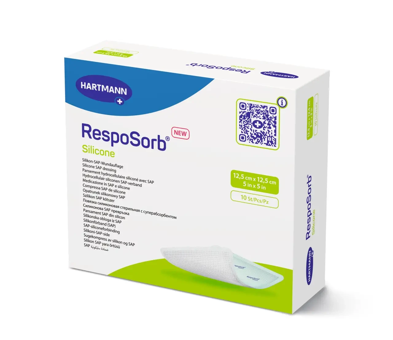 Пов'язка з суперабсорбуючим полімером, силіконова RespoSorb® Silicone 12.5см х 12,5см 1шт