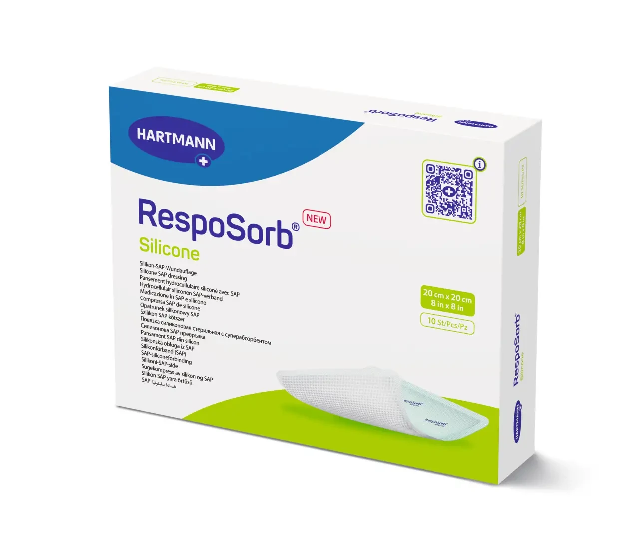 Пов'язка з суперабсорбуючим полімером, силіконова RespoSorb® Silicone 20см х 20 см 1шт