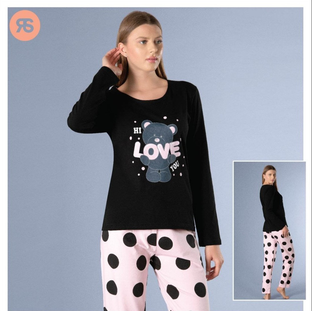 Піжама жіноча трикотажна зі штанами та кофтою RUBINA ТУРЦІЯ LOVE BEAR, фото 1