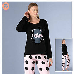 Піжама жіноча трикотажна зі штанами та кофтою RUBINA ТУРЦІЯ LOVE BEAR