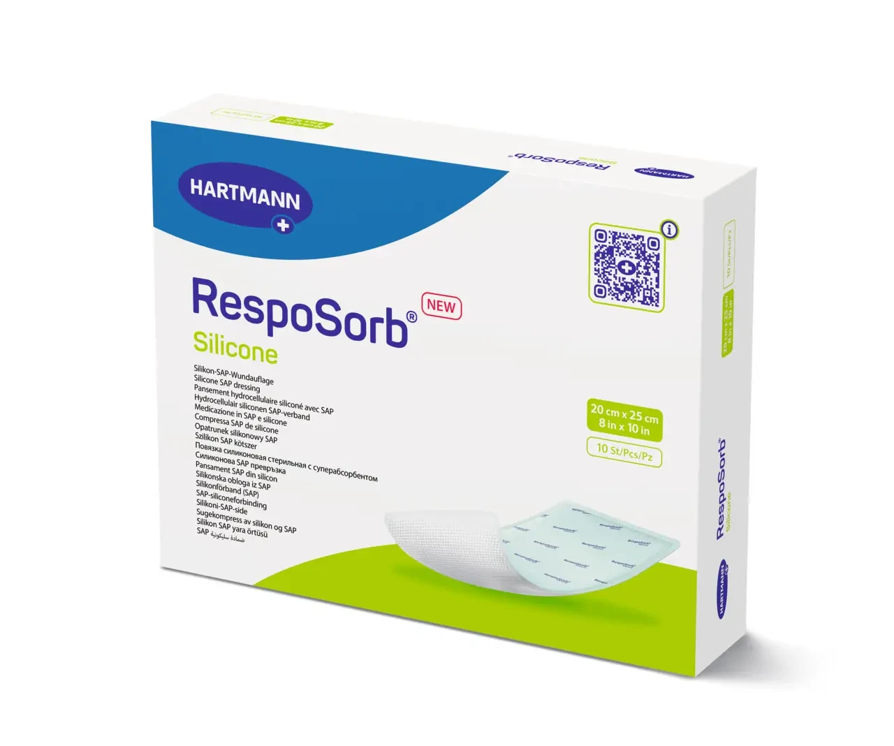 Пов'язка з суперабсорбуючим полімером, силіконова RespoSorb® Silicone 20см х 25см 1шт