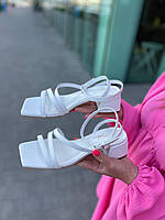 Босоножки женские белые LIRIO L0274/4073-57 из натуральной кожи на низком каблуке / Босоножки летние р. 38-40