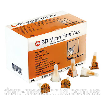 Голки для інсулінових ручок "МікроФайн Плюс / Micro-Fine Plus" 6 мм (31G x 0,25 мм), фото 1