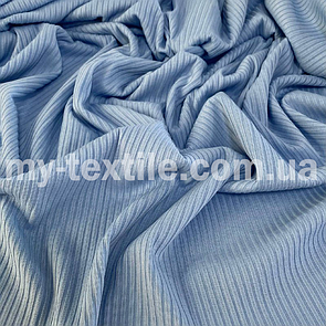 Трикотаж Мустанг рубчик (Лапша) 3х2 Блакитний