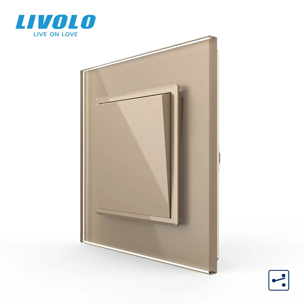 Одноклавішний прохідний вимикач Livolo Золотий, фото 1
