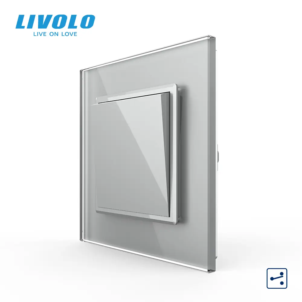 Одноклавішний прохідний вимикач Livolo Сірий, фото 1