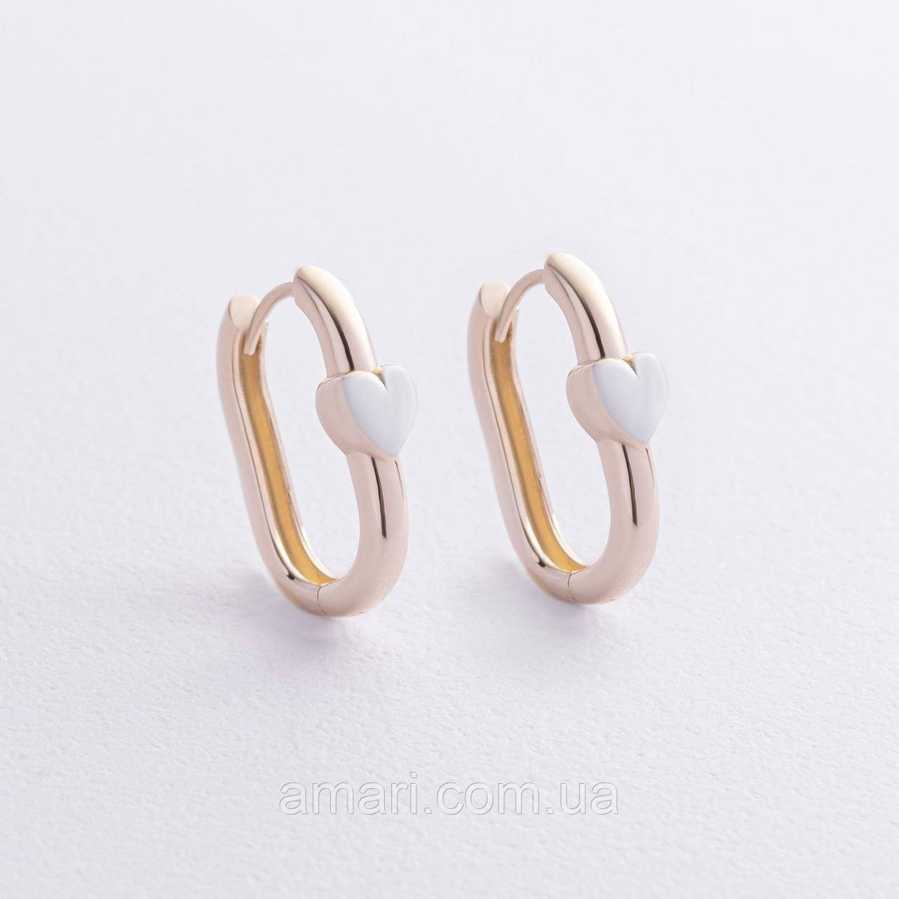 Сережки "Сердечка" у жовтому золоті с09164, фото 1