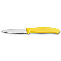 Ніж з ребристим лезом 8.5см Victorinox (неіржавна сталь, серейторне лезо, універсальний, жовтий)
