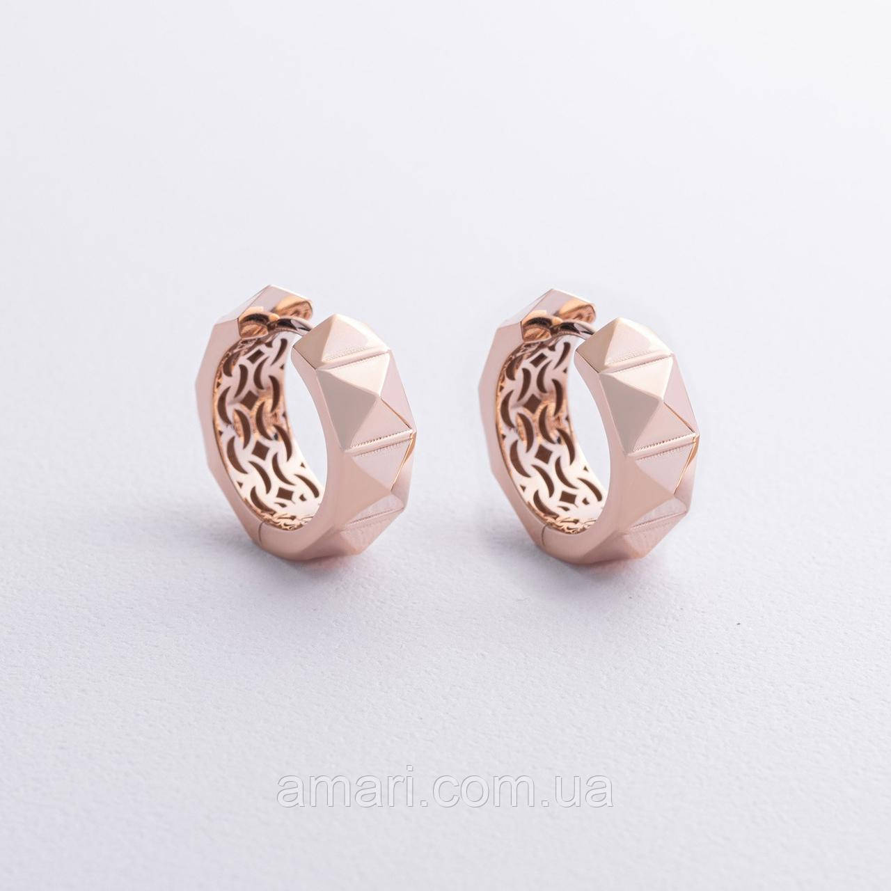 Сережки — кільця "Luisa" в червоному золоті с09162, фото 1