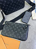 Сумка месенджер Louis Vuitton Trio шкіряна сіра якість преміум, фото 9