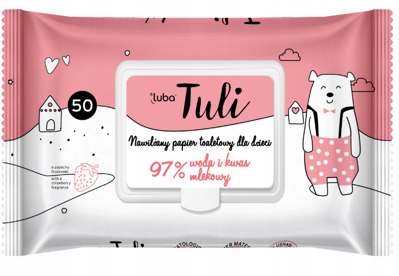 Дитячий вологий туалетний папір Luba Tuli 97% води та молочна кислота, 50 шт, фото 1