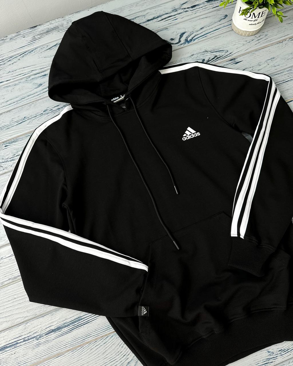 Чоловіче худі Adidas з капюшоном чорний Адідас чоловіча кофта весна осінь