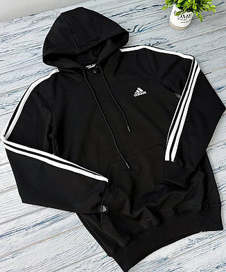 Чоловіче худі Adidas з капюшоном чорний Адідас чоловіча кофта весна осінь, фото 4