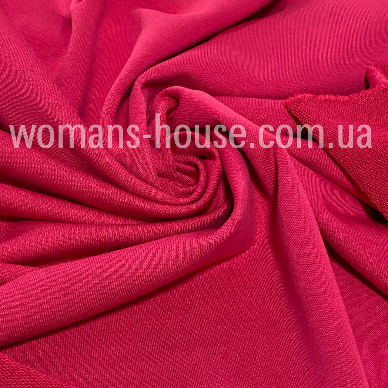 Тканина тринитка без начіса (петля) бавовняна Туреччина 180 см Малиновий, фото 1