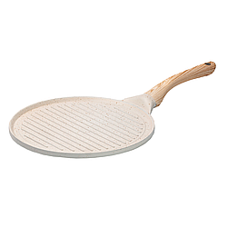 Сковорода гриль кругла Ø 26.5 см низька пательня для індукційної плити з гранітним покриттям рифлена