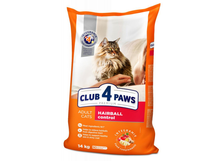 Сухий корм для котів Клуб 4 Лапи Premium Hairball Control, профілактика вивоу шерсті на вагу 250 г