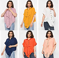Жіноча блузка на ґудзиках та зав'язці, вільного крою футболка, великих розмірів, різні кольори, S-XL