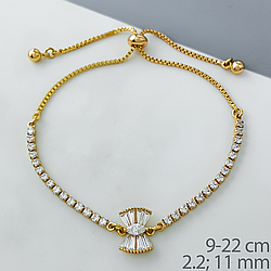 Браслет "Бант" з багетним цирконієм, р.9-22; медичне золото Xuping 18К