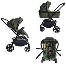 Коляска універсальна 3в1 Zack FreeON (автокрісло 0+, практична сумка, кошик) 81972 Оливкова, фото 4
