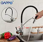 Змішувач для кухні на дві води GAPPO G4398-11 з гнучким виливом, чорний/хром, фото 3