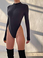Боді на блискавці колір чорний