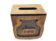 Дерев'яна коробочка для чайових з кришкою 12х7х12 см "Банка №2", фото 2
