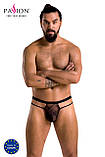 Чоловічі прозорі стринги Passion 029 Thong Collin XXL/XXXL Black, сітка SO7560, фото 5