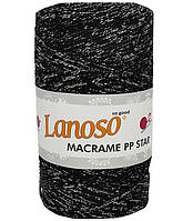 LANOSO MACRAME PP STAR (Ланосо Макраме ПП Стар) № 6051 чрний з сріблом ( Пряжа поліпропілен з люрексом)