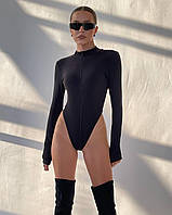 Боді на блискавці колір чорний S-M