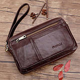 Чоловічий гаманець із натуральної шкіри. Чоловічий клатч. Шкіряний гаманець чоловічий портмоне зі шкіри Коричневий, фото 2