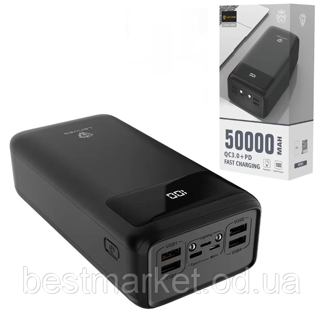 Power Bank на 50000 mAh, 20 Вт, LENYES PX591 / Повербанк для роутера / Зовнішній портативний акумулятор