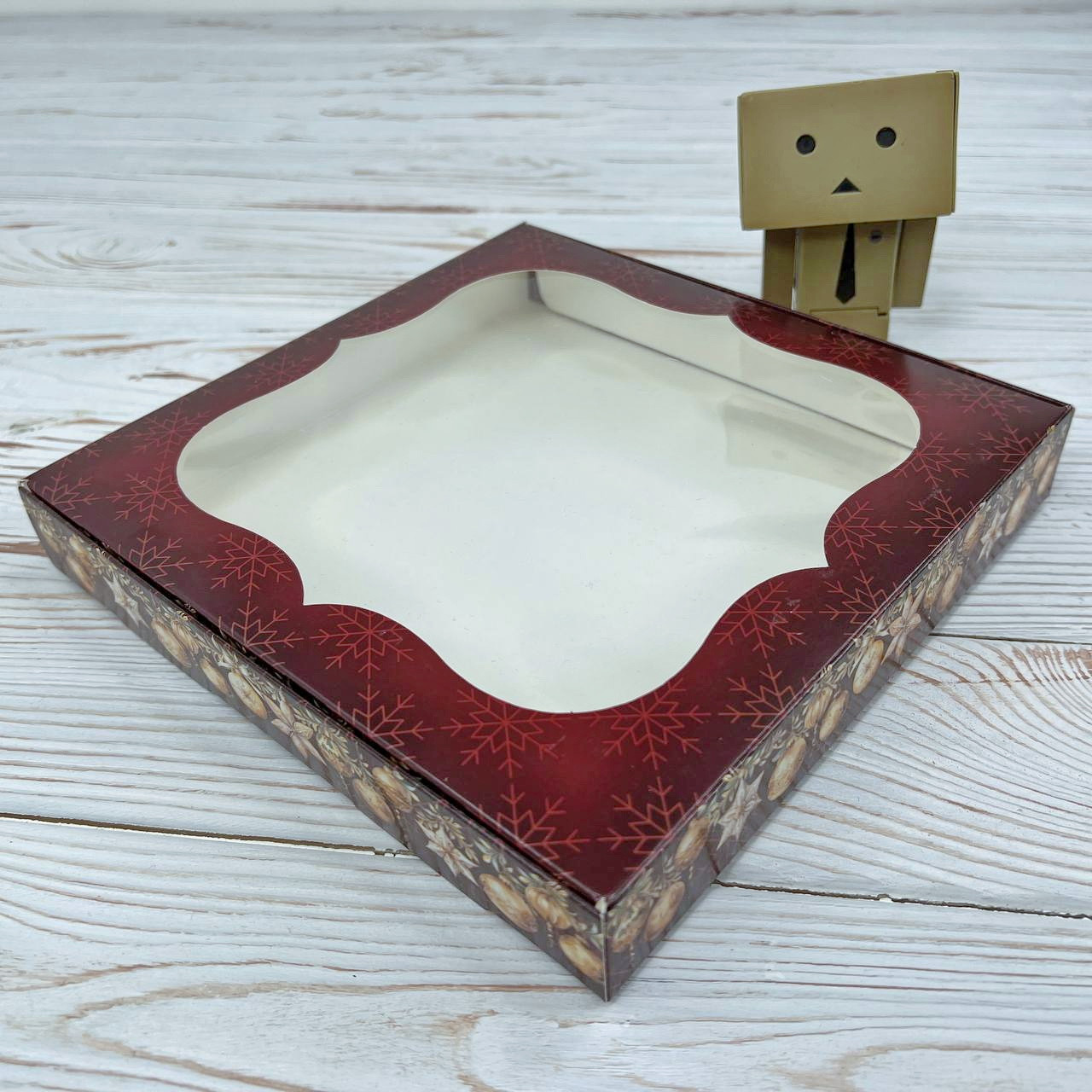 *10 шт* / Коробка / 200х200х30 мм / друк-Червоний оксамит / вікно-звичайн