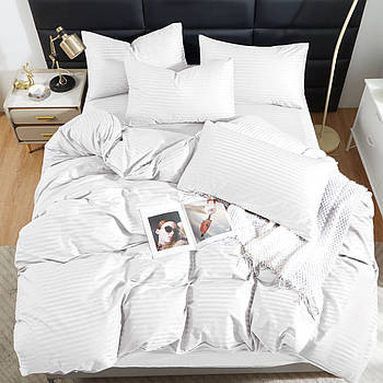 Постільна білизна Королева Ночі (Страйп Сатин) | Полуторний комплект | 50х70 | Білий страйп сатин