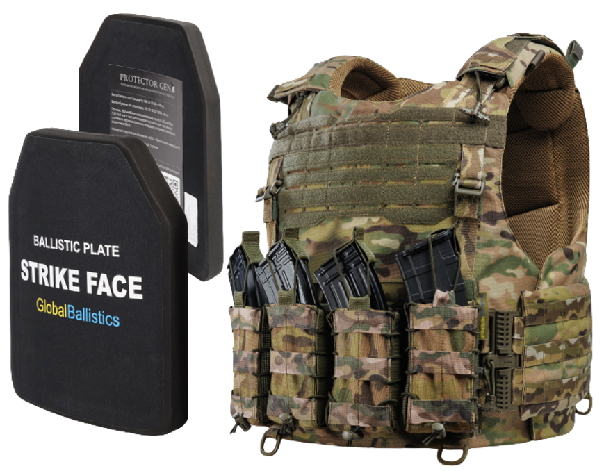 Бронежилет 6 класу Warmor Gen.4.: полегшені керамічні пластини + плитоноска gen.4 з 4 підсумками АК, фото 1