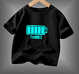 Дитяча футболка Світиться у темряві розмір 140/10Т з прикольними написами, принтом модна чорна, фото 2