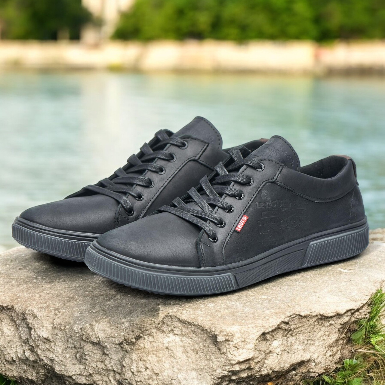 Чоловічі Шкіряні Кеди (натуральна Шкіра) Демісезонні Чорні