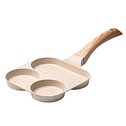 Сковорода квадратна порційна на 3 секції пательня з антипригарним покриттям для всіх плит бежева