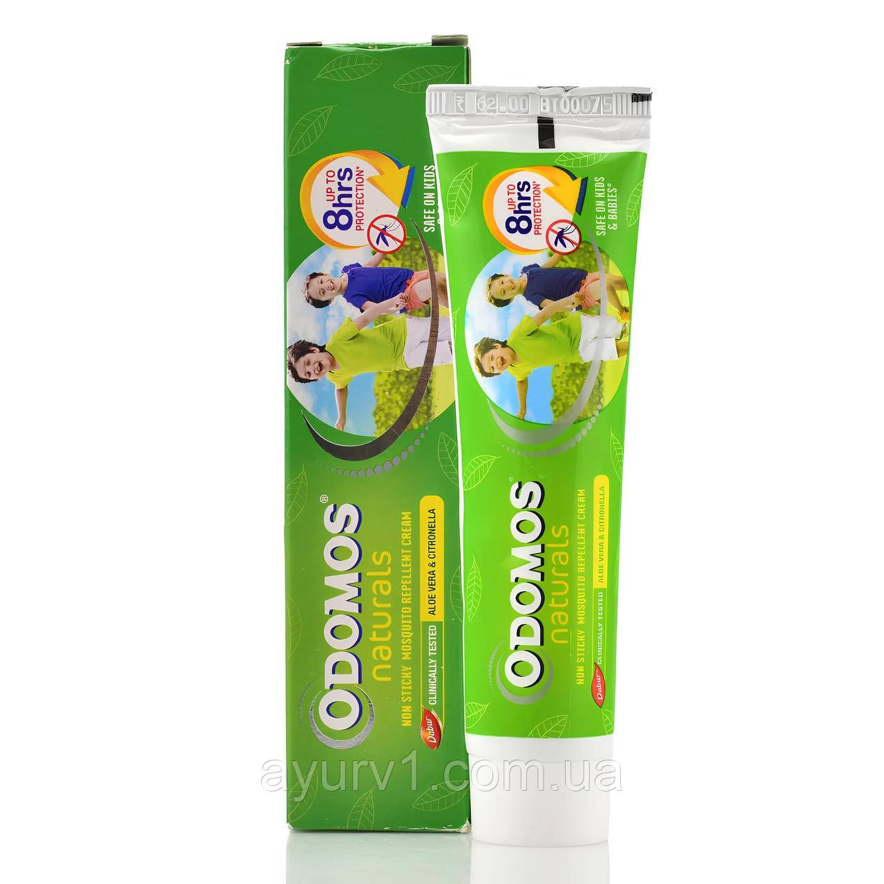 Крем від комарів, крем-репелент, антимоскітний Odomos Natural Aloe Vera & Citronella, Dabur, 50g