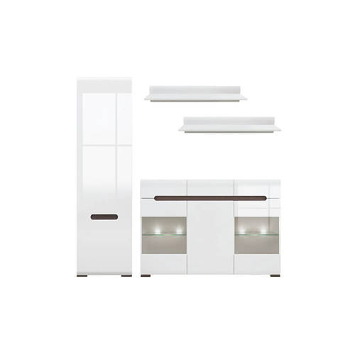 Модульная стенка для гостиной ВМК (БРВ) Ацтека N77778 Белый + Белый ...