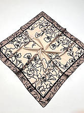 Шовкова хустка Береніс 90*90 см бежева ручна обробка краю