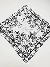 Шовкова хустка Береніс 90*90 см біла ручна обробка краю