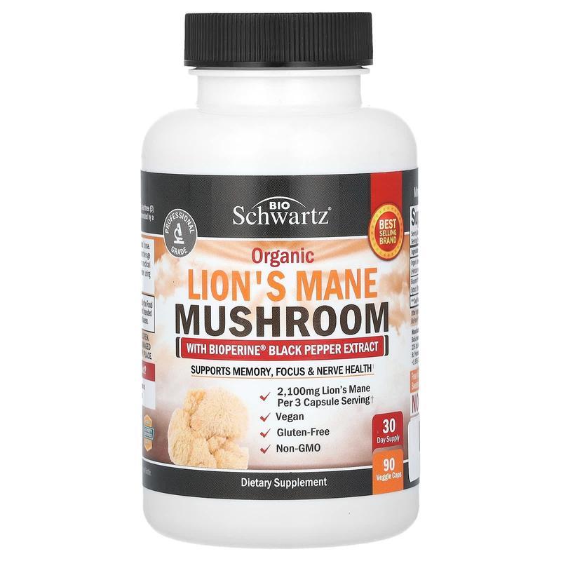 Їжовик гребінчастий BioSchwartz Organic Lion’s Mane Mushroom 90 капс.