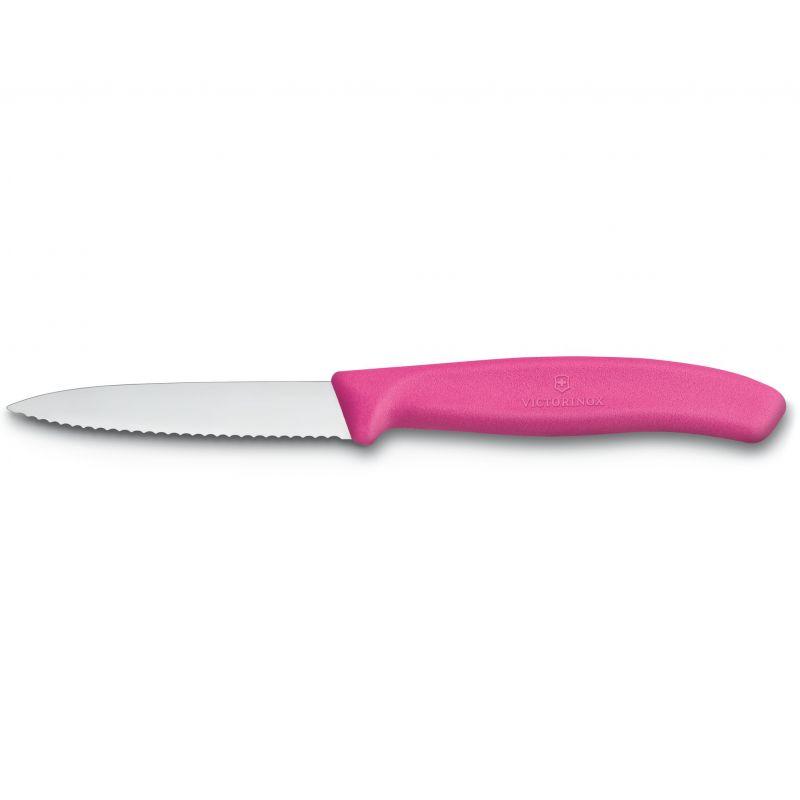 Ніж з ребристим лезом 8.5см Victorinox (неіржавна сталь, серейторне лезо, універсальний, рожевий), фото 1