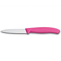 Ніж з ребристим лезом 8.5см Victorinox (неіржавна сталь, серейторне лезо, універсальний, рожевий)