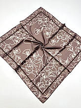 Шовкова хустка Береніс 90*90 см коричнева ручна обробка краю