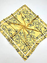 Шовкова хустка Береніс 90*90 см жовта ручна обробка краю