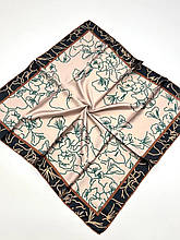 Шовкова хустка Береніс 90*90 см бежева ручна обробка краю 140-07