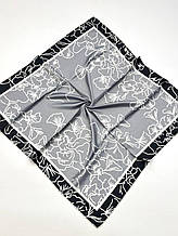 Шовкова хустка Береніс 90*90 см сіра ручна обробка краю