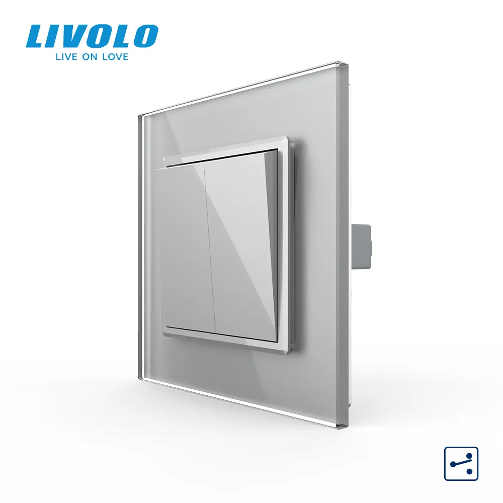 Двоклавішний прохідний вимикач Livolo Сірий, фото 1